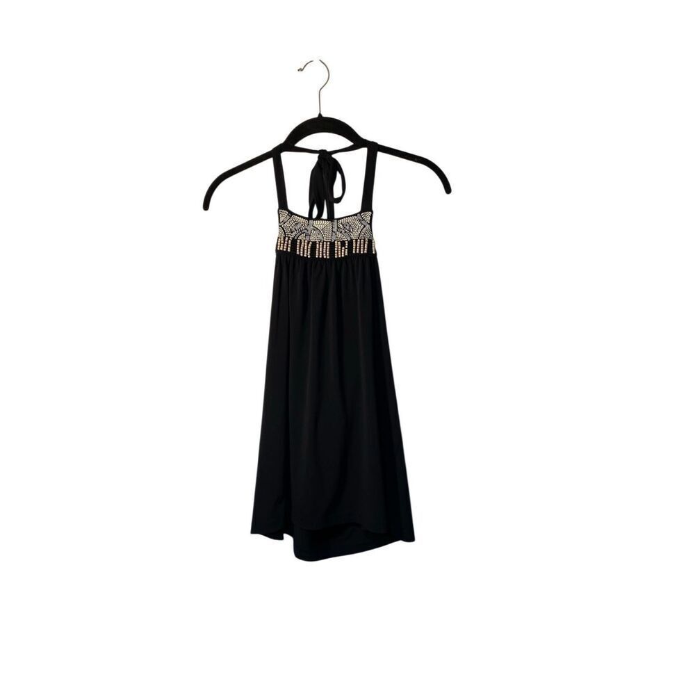 The limited Y2K retro black Beaded halter top medium